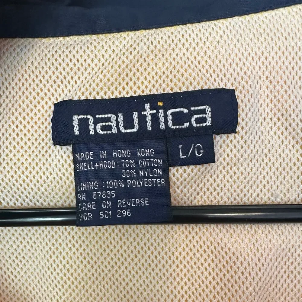 Nautica VTG Hooded Colorblock Windbreaker Jacket Size L Yellow Boating Sailing